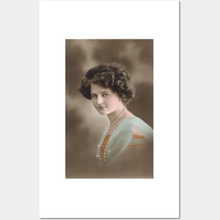 Edwardian lady in blue Posters and Art